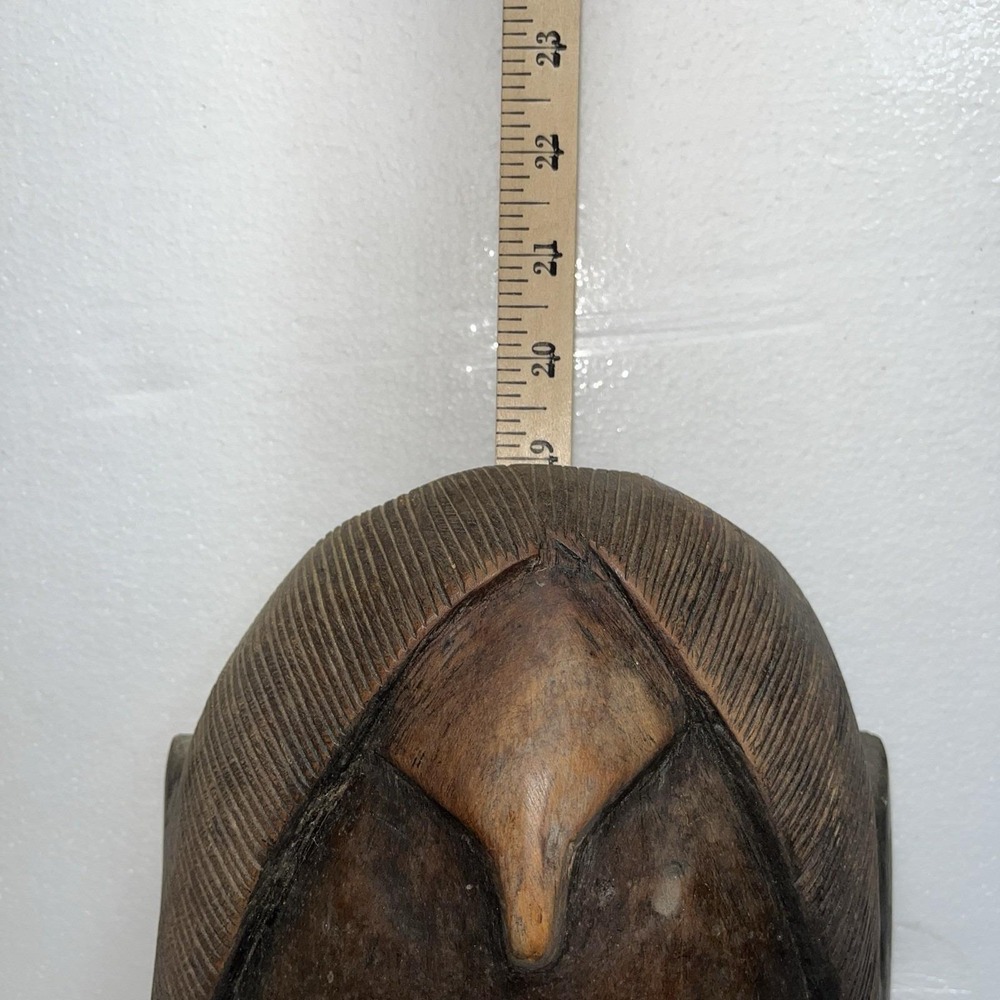 Vintage‎ African Tribal Wooden Jambo Kenya Mask Hand Carved, Wall Decor 19" Tall - Picture 8 of 8